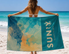 SUNY Microfiber Beach Towel: Beach Collection - Quick Dry Sand Free Beach Towel Compact Travel Towel Lightweight - Large Beach Towel (63” x 31.5”) Laguna Beach