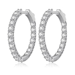 Silver Hoop Earrings for Women White Gold Plated Cubic Zirconia Hoop Earrings for Women Hoop Diamond Earrings Anniversary Valentines Day Mothers Day Birthday Jewelry Gift for Women