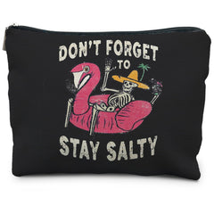 RYYCDOI Stay Salty Summer Beach Makeup Bags for Women Beach Vacation Gifts Beach Cosmetic Bag Beach Gifts for Women Friends Gifts for a Beach Lovers Funny Skeleton Goth Makeup Pouch