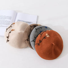 Vintage Pumpkin Embroidered Floral Hat