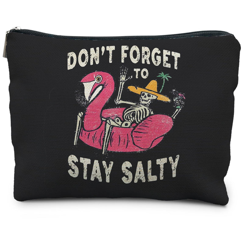 RYYCDOI Stay Salty Summer Beach Makeup Bags for Women Beach Vacation Gifts Beach Cosmetic Bag Beach Gifts for Women Friends Gifts for a Beach Lovers Funny Skeleton Goth Makeup Pouch