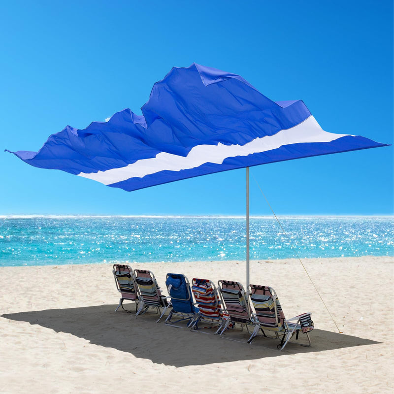 Tenrai Portable Beach Shade for 6 People Self-adjusts As The Wind Shifts Foldable Beach Tent，Sun Shelters Simple and Fast Sets up Shelter for Outdoor Beach Fights 20 Mph Winds