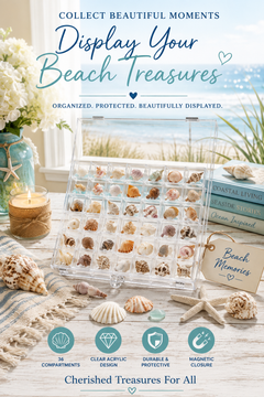 36 Grids Clear Acrylic Seashell Display Box Seashell Storage Display Container Organizer Display Without Seashell