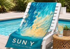 SUNY Microfiber Beach Towel: Beach Collection - Quick Dry Sand Free Beach Towel Compact Travel Towel Lightweight - Large Beach Towel (63” x 31.5”) Laguna Beach