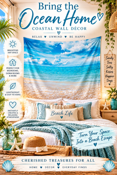 Hawaii Beach Tapestry, Printed Beach Wall Hanging