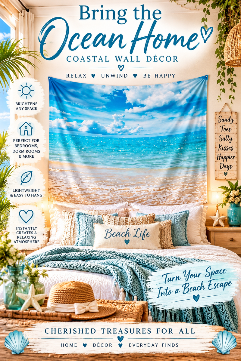Hawaii Beach Tapestry, Printed Beach Wall Hanging
