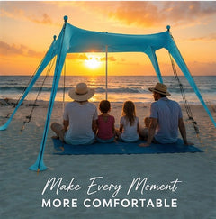 Beach Canopy Beach Tent 11x11 FT UPF50+ Beach Blanket Included Sun Shelter Beach Shade Canopy with 4 Stability Poles Easy to Setup Outdoor Shade for Beach Camping Backyard and Picnics