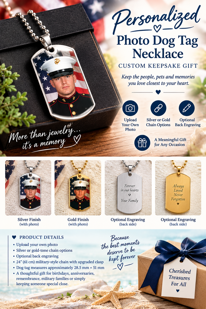 Personalized Photo Dog Tag Necklace | Custom Keepsake Gift
