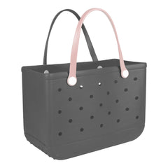 PoVwlty X-Large Rubber Beach Bag for Men & Women Large Capacity Travel Bag Beach Tote Bag for the Beach Boat Pool (Grey-Pink)