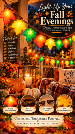Cozy Autumn Maple Leaf String Lights | 8.5 Ft LED Fall Decor