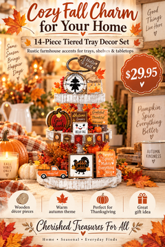 14 Pcs Fall Tiered Tray Decor Set Thanksgiving Fall Pumpkin Wooden Home Decorations Rustic Farmhouse Pumpkin Truck Wooden Sign Spice Blocks Autumn Wooden Sign for Festival Gift Tabletop