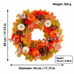 Pumpkin Harvest Fall Wreath | Autumn Door Decor