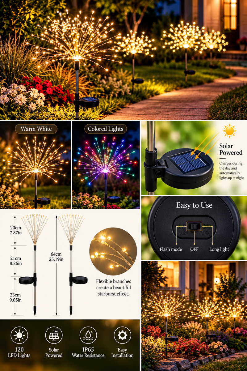 LED Solar Firework Garden Light for Christmas Decor (One Piece)