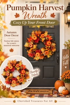 Pumpkin Harvest Fall Wreath | Autumn Door Decor