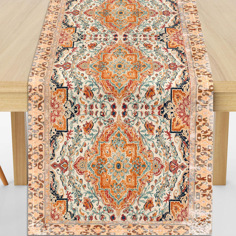 Boho Table Runner-Fall Vintage Country Rustic Farmhouse Kitchen Dining Table Decoration for Home Party Decor Bohemian Table Runners 108 inches Long Rusable