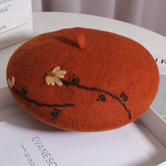 Vintage Pumpkin Embroidered Floral Hat