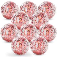 FUTUREPLUSX 10PCS Glitter Beach Balls Inflatable Pool Balls 10" Inflatable Beach Balls Pink Confetti Balls for Kids Beach Pool Summer Party