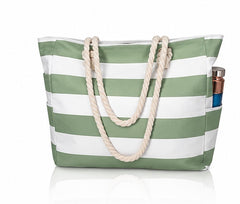 Beach Bag for Women - Large Beach Tote Bag Waterproof Sandproof Beach Bag with Zipper Large Swim Pool Beach Tote Green