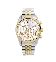 Michael Kors (MK5955) Lexington Chronograph Silver Gold Toned Stainless Steel Watch