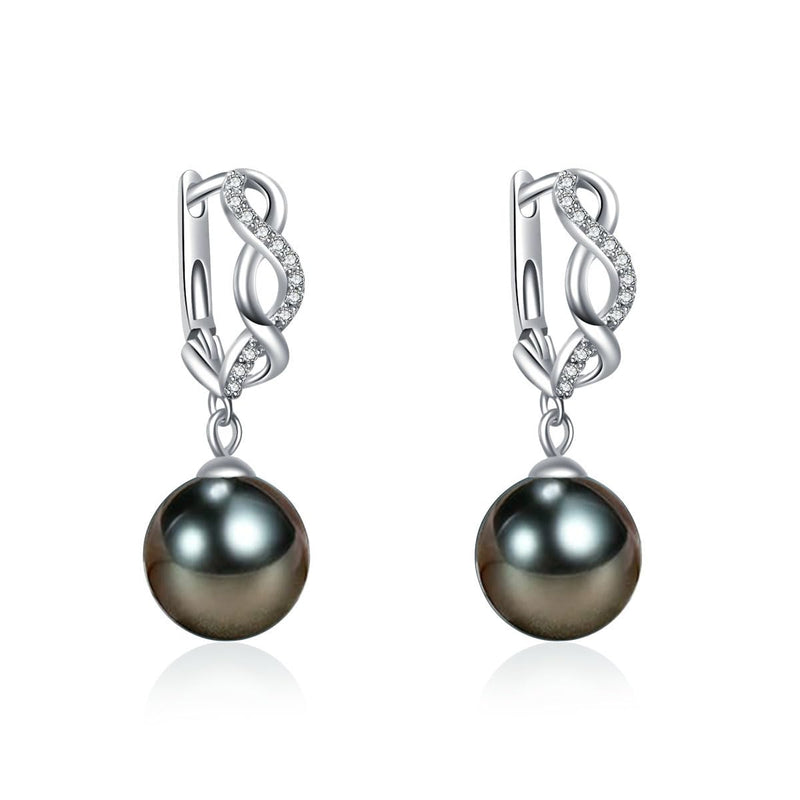 NONNYL Mothers Day gifts for mom women Wife gifts Anniversary Tahitian Black Pearls EarringBirthday day gifts Christmas day gifts Valentines Day gifts for her fine Jewelry Gifts for women wife