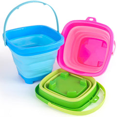 Shindel 3PCS Collapsible Beach Bucket Set Colorful Sand Bucket Multi Purpose for Beach Summer Activities Camping Gear Beach Essentials Collapsible Sand Toys for Beach Travel