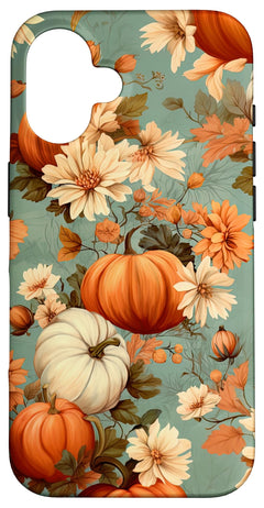 Vintage Autumn Pumpkin & Floral iPhone 16 Case