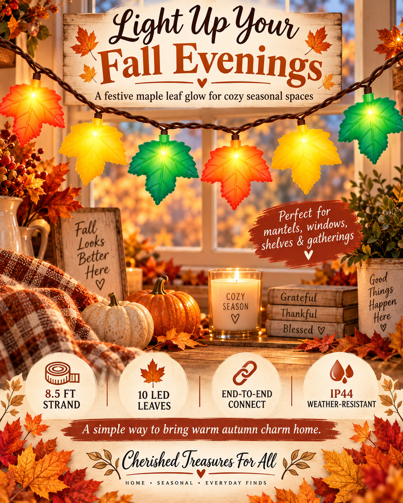 Thanksgiving Decor Maple Leaf String Lights 8.5Ft Maple Leaf LED Lights 10 PCS 3D Maple Leaf Fall Lights Plug in for Home Indoor Outdoor Autumn Party Thanksgiving Harvest Fall Decorations
