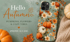 Vintage Autumn Pumpkin & Floral iPhone 16 Case