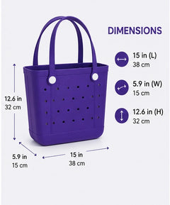 UeKeKicg Small Beach Bag Rubber Beach Tote Bag Waterproof Washable Durable Open Beach Bag Tote for Beach Boat Pool Sports (Purple)
