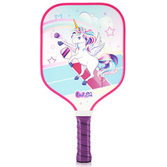 WERNNSAI Unicorn Pickleball Paddle for Kids - Lightweight Fiberglass Pickleball Paddle with Small Grip Child Size Youth Pickleball Set Cute Sports Gifts for Children Under 12