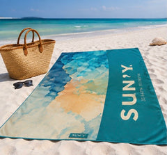 SUNY Microfiber Beach Towel: Beach Collection - Quick Dry Sand Free Beach Towel Compact Travel Towel Lightweight - Large Beach Towel (63” x 31.5”) Laguna Beach