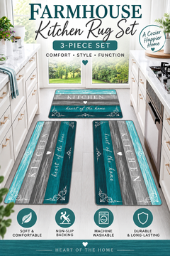 Sofort Farmhouse Kitchen Rugs Set of 3 Non Slip Washable Kitchen Mats for Floor Kitchen Runner Rug Rugs for Kitchen Floor Hallways Entryway Laundry
