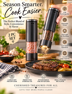 USB Rechargeable Electric Salt & Pepper Grinder Set