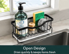 Maifan Kitchen Sink Caddy Sink Organizer Sponge Caddy Holder for Kitchen Sink Stainless Steel Rustproof Dish Kitchen Caddy Brush Holder with Drain Tray for Kitchen Countertop Storage Gadgets