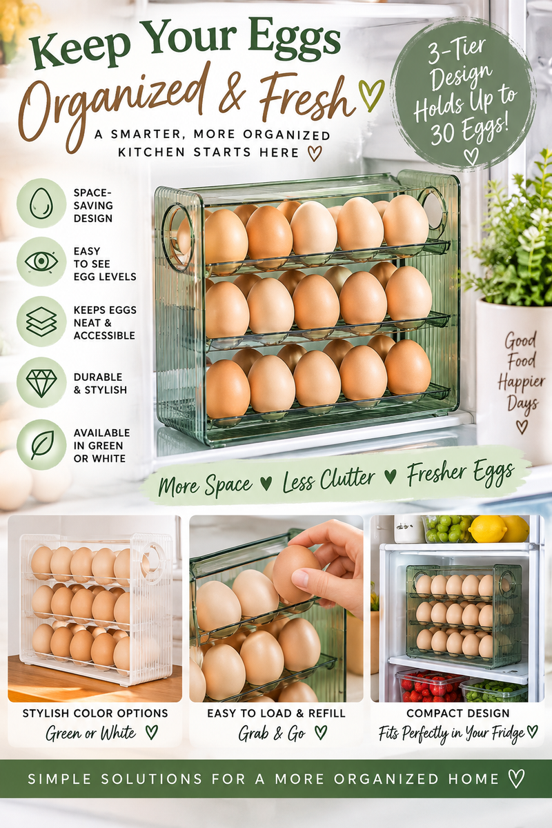 3-Tier Refrigerator Egg Organizer | Space-Saving Egg Storage Rack