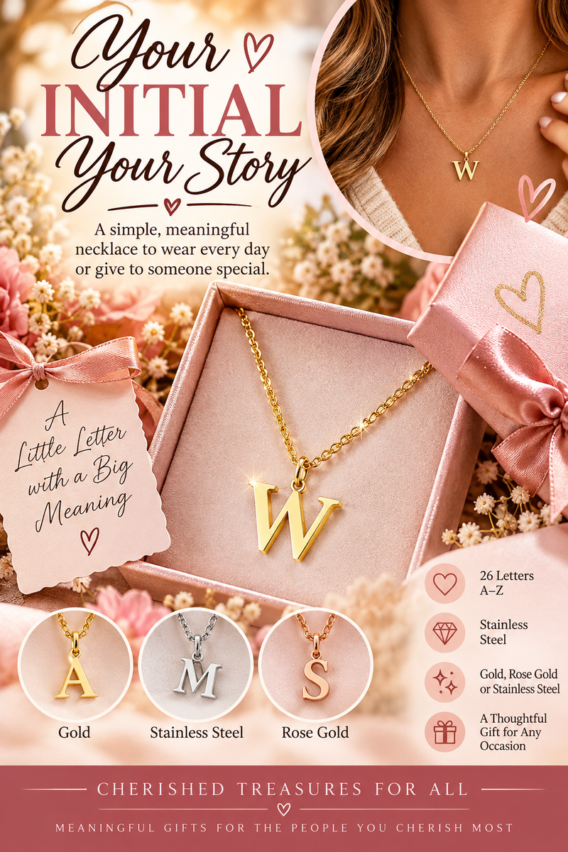 Initial Necklace | Stainless Steel Letter Pendant in Gold, Silver or Rose Gold