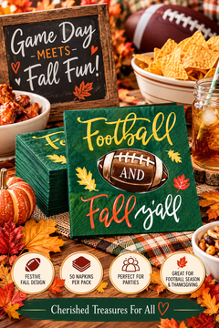 Football & Fall Y’all Napkins | 50-Pack Autumn Party Napkins