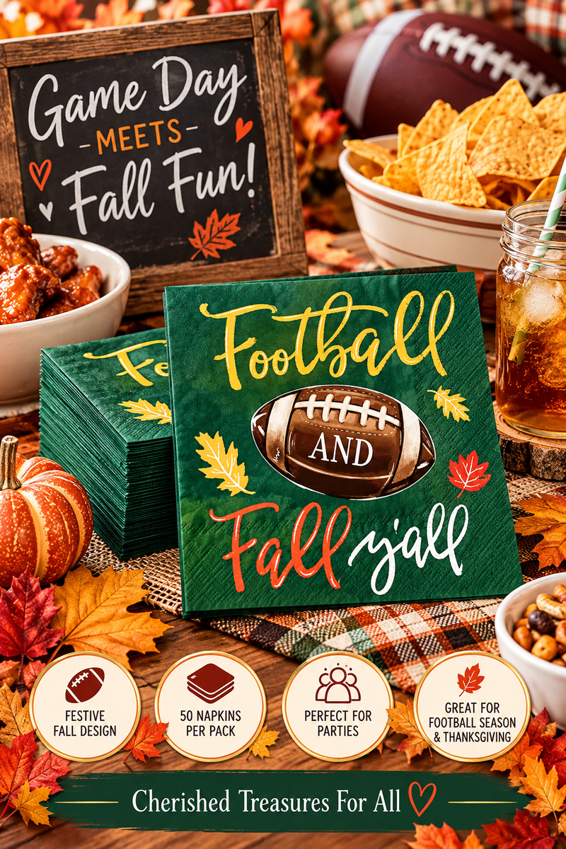 Football & Fall Y’all Napkins | 50-Pack Autumn Party Napkins