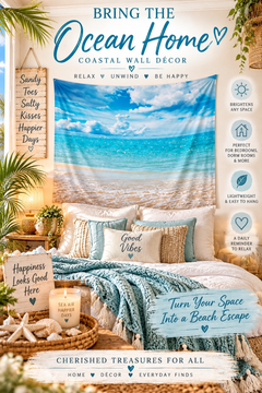 Hawaii Beach Tapestry, Printed Beach Wall Hanging