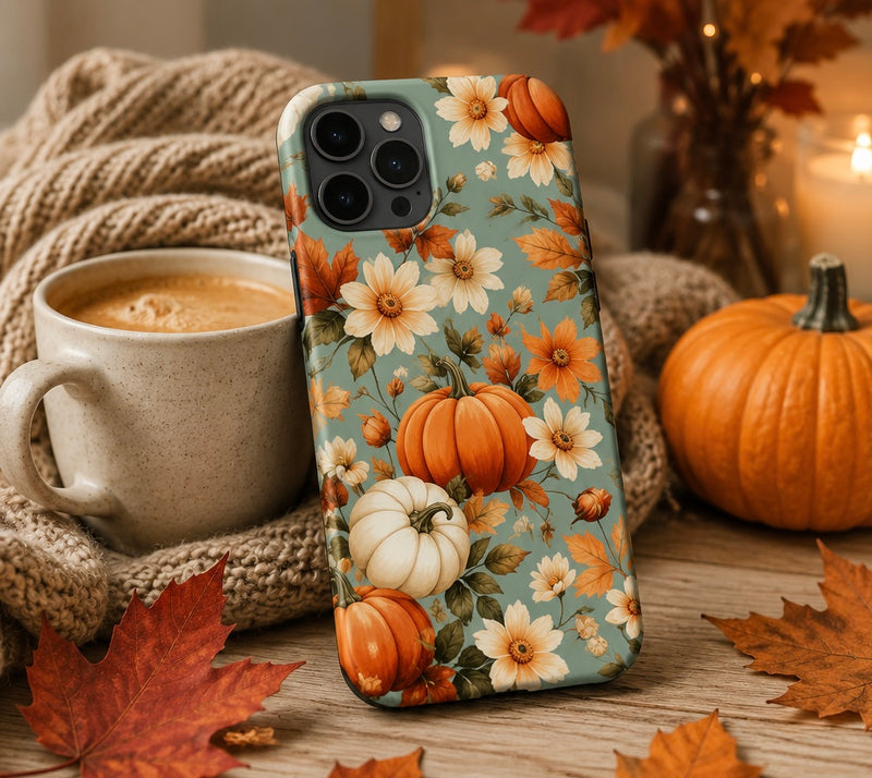 Vintage Autumn Pumpkin & Floral iPhone 16 Case