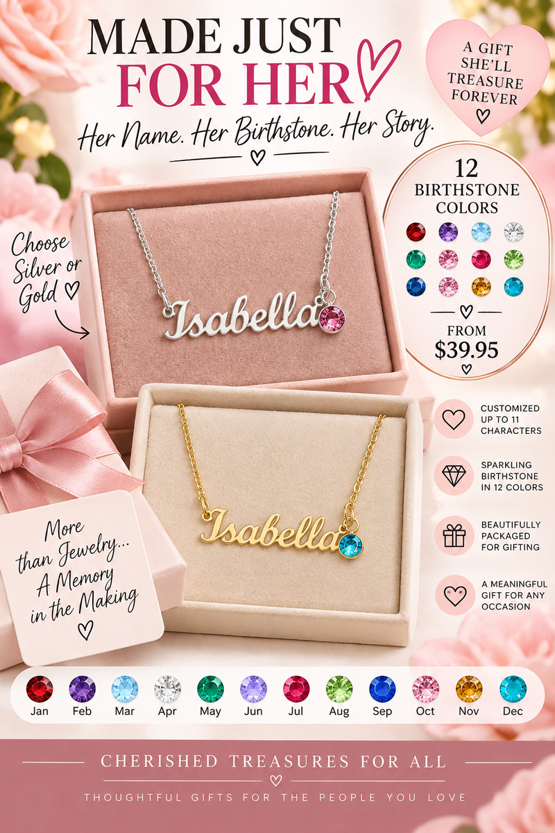Custom Name Necklace with birthstone