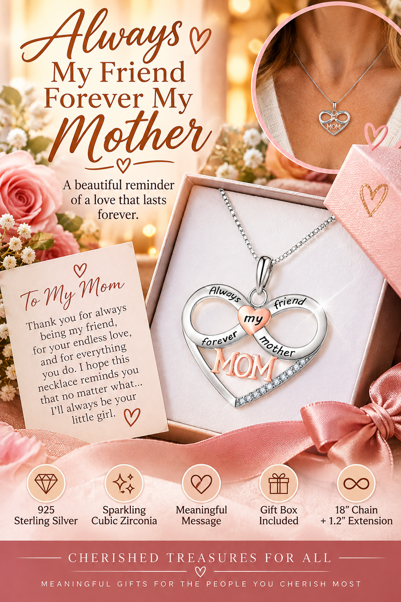 Forever My Mother Heart Necklace | 925 Sterling Silver Mom Gift