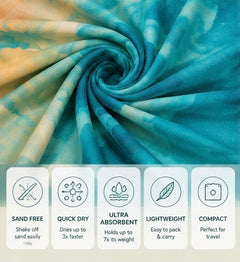 SUNY Microfiber Beach Towel: Beach Collection - Quick Dry Sand Free Beach Towel Compact Travel Towel Lightweight - Large Beach Towel (63” x 31.5”) Laguna Beach