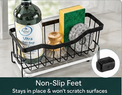Maifan Kitchen Sink Caddy Sink Organizer Sponge Caddy Holder for Kitchen Sink Stainless Steel Rustproof Dish Kitchen Caddy Brush Holder with Drain Tray for Kitchen Countertop Storage Gadgets