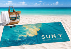 SUNY Microfiber Beach Towel: Beach Collection - Quick Dry Sand Free Beach Towel Compact Travel Towel Lightweight - Large Beach Towel (63” x 31.5”) Laguna Beach