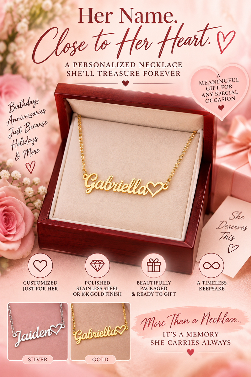 Classic Heart Style Name Necklace