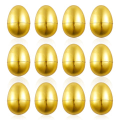 12pcs Golden Easter Eggs Fillable Easter Eggs Plastic Easter Eggs Empty Easter Egg Hunt Games Party Favor Fillers Basket Stuffers Crafts for Easter Party Company Activities