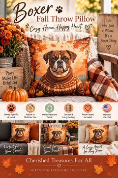 Boxer Fall Throw Pillow