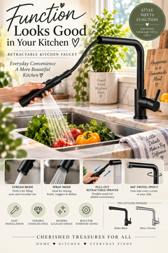 Retractable Gourmet Kitchen Faucet (Single Piece)
