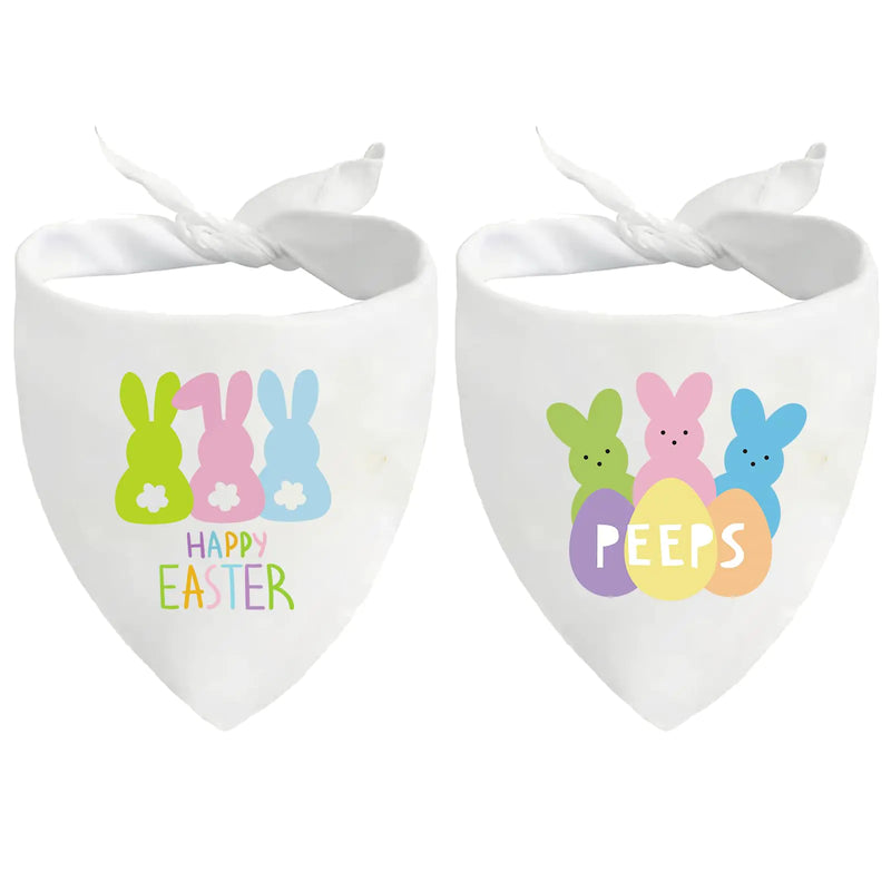Easter Dog Bandana Bunnies Eggs Set Dog Easter Bandanas Reversible Festival Easter Puppy Qutfit Triangle Dog Scarf for Medium Large Dogs Pets